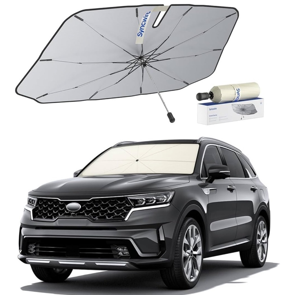 White Syncwire Car Windshield Sunshade Umbrella - Picture 8 of 8